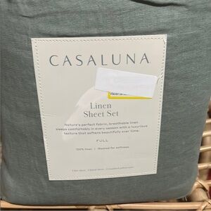 Casaluna Full 100% Linen Sheet Set - Sage Green